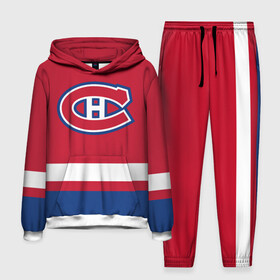 Мужской костюм 3D (с толстовкой) с принтом Монреаль Канадиенс ,  |  | canadiens | hockey | montreal | montreal canadiens | nhl | usa | канадиенс | монреаль | монреаль канадиенс | нхл | спорт | сша | хоккей | шайба