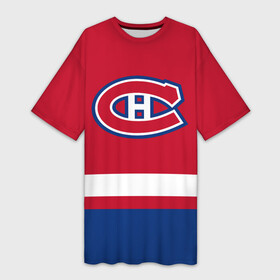 Платье-футболка 3D с принтом Монреаль Канадиенс ,  |  | canadiens | hockey | montreal | montreal canadiens | nhl | usa | канадиенс | монреаль | монреаль канадиенс | нхл | спорт | сша | хоккей | шайба