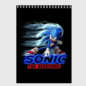 Скетчбук с принтом Sonic , 100% бумага
 | 48 листов, плотность листов — 100 г/м2, плотность картонной обложки — 250 г/м2. Листы скреплены сверху удобной пружинной спиралью | sonic | sonic 2020 | ежик | кино | мультфильм | соник 2020 | соник фильм