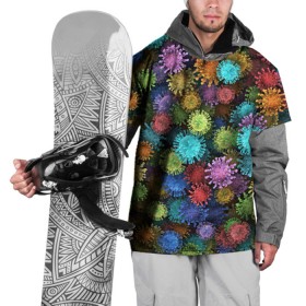 Накидка на куртку 3D с принтом Разноцветные вирусы , 100% полиэстер |  | coronavirus | virus | вирус | врач | доктор | инфекция | коронавирус | медицина | паттерн | радуга