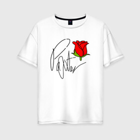 Женская футболка хлопок Oversize с принтом PAYTON MOORMEIER (НА СПИНЕ) , 100% хлопок | свободный крой, круглый ворот, спущенный рукав, длина до линии бедер
 | flower | payton moormeier | roses | tiktok | блогер | пейтон | пейтон моормиер | розы | тикток | тиктокер | цветы | ютубер