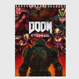 Скетчбук с принтом DOOM ETERNAL , 100% бумага
 | 48 листов, плотность листов — 100 г/м2, плотность картонной обложки — 250 г/м2. Листы скреплены сверху удобной пружинной спиралью | demons | devil | doom | doom eternal | doom slayer | hell | slayer | ад | демоны | дум