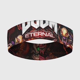 Повязка на голову 3D с принтом DOOM ETERNAL ,  |  | demons | devil | doom | doom eternal | doom slayer | hell | slayer | ад | демоны | дум