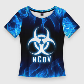 Женская футболка 3D Slim с принтом nCoV. ,  |  | Тематика изображения на принте: 2019 ncov | covid 19 | вирус | вирус 2020 | знаки биологической опасности | коронавирус | коронавирус 2020 | медицинские маски
