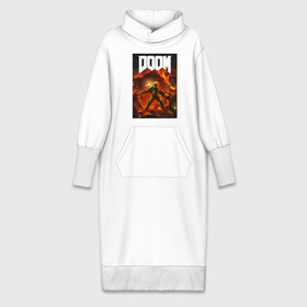 Платье удлиненное хлопок с принтом DOOM ETERNAL ,  |  | demons | devil | doom | doom eternal | doom slayer | hell | slayer | ад | демоны | дум