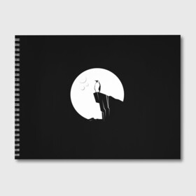 Альбом для рисования с принтом Одинокий Пингвин , 100% бумага
 | матовая бумага, плотность 200 мг. | animal | art | bird | black | pinguin | space | stars | арт | горы | животное | животные | звезды | космос | крылья | луна | небо | пингвин | птица | темнота