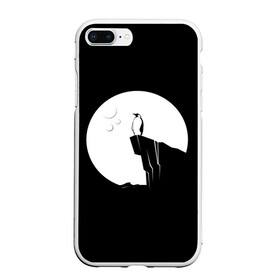 Чехол для iPhone 7Plus/8 Plus матовый с принтом Одинокий Пингвин , Силикон | Область печати: задняя сторона чехла, без боковых панелей | animal | art | bird | black | pinguin | space | stars | арт | горы | животное | животные | звезды | космос | крылья | луна | небо | пингвин | птица | темнота