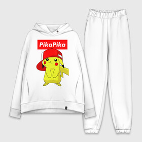 Женский костюм хлопок Oversize с принтом ПИКАЧУ ,  |  | pika pika | pikachu | pokemon | пика пика | пикачу | покемон