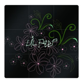 Магнитный плакат 3Х3 с принтом Lil Peep and flowers , Полимерный материал с магнитным слоем | 9 деталей размером 9*9 см | Тематика изображения на принте: 