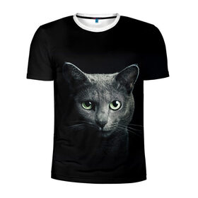 Мужская футболка 3D спортивная с принтом Кот , 100% полиэстер с улучшенными характеристиками | приталенный силуэт, круглая горловина, широкие плечи, сужается к линии бедра | animal | animals | beast | black | cat | kitten | британец | британка | животное | животные | зверек | зверь | кот | котейка | котенок | котики | котэ | кошка | кошки | черная