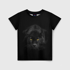 Детская футболка 3D с принтом Пантера , 100% гипоаллергенный полиэфир | прямой крой, круглый вырез горловины, длина до линии бедер, чуть спущенное плечо, ткань немного тянется | animal | animals | beast | black | cat | kitten | phanter | животное | животные | зверек | зверь | кот | котики | кошка | кошки | пантера | черная