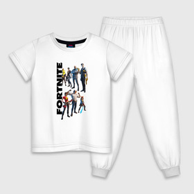 Детская пижама хлопок с принтом Fortnite , 100% хлопок |  брюки и футболка прямого кроя, без карманов, на брюках мягкая резинка на поясе и по низу штанин
 | 