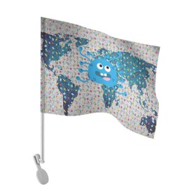 Флаг для автомобиля с принтом covid-19 на карте коронавирус , 100% полиэстер | Размер: 30*21 см | covid 19 | коронавирус | на карте мира