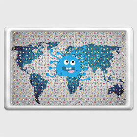 Магнит 45*70 с принтом covid-19 на карте коронавирус , Пластик | Размер: 78*52 мм; Размер печати: 70*45 | covid 19 | коронавирус | на карте мира
