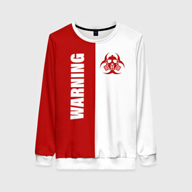 Женский свитшот 3D с принтом Warning Virus , 100% полиэстер с мягким внутренним слоем | круглый вырез горловины, мягкая резинка на манжетах и поясе, свободная посадка по фигуре | 2019   ncov | coronavirus | covid | covid 19 | ncov | virus | арт | биологическая опасность | болезнь | вирус | знак | карантин | корона | коронавирус | короновирус | мем | мой руки | оставайся дома | пандемия | помой руки