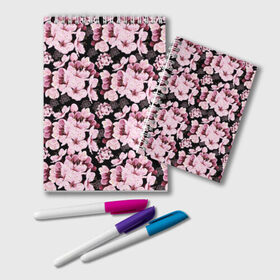 Блокнот с принтом Сакура , 100% бумага | 48 листов, плотность листов — 60 г/м2, плотность картонной обложки — 250 г/м2. Листы скреплены удобной пружинной спиралью. Цвет линий — светло-серый
 | весна | модная | сакура | цветок сакуры | японская вишня