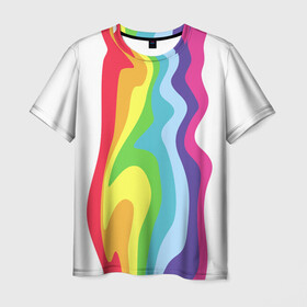 Мужская футболка 3D с принтом Радуга (Oko) , 100% полиэфир | прямой крой, круглый вырез горловины, длина до линии бедер | 1 | oko | апреля | биба | боба | весело | друг | единорог | единорожка | лайки | око | подруга | прикол | радуга | радужный | разноцветная | река | смайл | смешно | тошнит | треш | улыбка | фон | цвета | цветная
