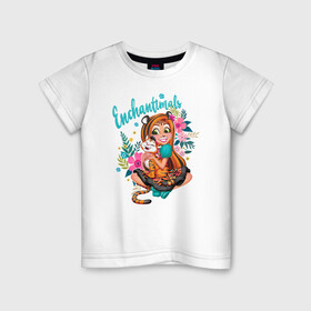 Детская футболка хлопок с принтом Тензи Тигра и Тигре , 100% хлопок | круглый вырез горловины, полуприлегающий силуэт, длина до линии бедер | enchantimals | детское | для девочек | зверюшки | игрушки | куклы | энчантималс