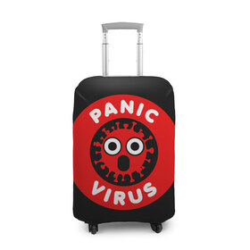Чехол для чемодана 3D с принтом Panic Virus , 86% полиэфир, 14% спандекс | двустороннее нанесение принта, прорези для ручек и колес | без паники | будь здоров | вирус паники | заражение | здоровье | коронавирус | короновирус | маска | медицинская маска | не болей | не паникуй | пандемия | профилактика | эпидемия