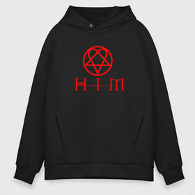 Мужское худи Oversize хлопок с принтом HIM LOGO RED , френч-терри — 70% хлопок, 30% полиэстер. Мягкий теплый начес внутри —100% хлопок | боковые карманы, эластичные манжеты и нижняя кромка, капюшон на магнитной кнопке | Тематика изображения на принте: him | music | rock | ville hermanni valo | вало | вилли | готик метал | готик рок | лав метал | рок | хим