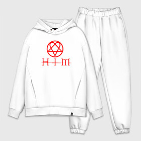 Мужской костюм хлопок OVERSIZE с принтом HIM LOGO RED | ХИМ ЛОГО (Z) ,  |  | Тематика изображения на принте: him | music | rock | ville hermanni valo | вало | вилли | готик метал | готик рок | лав метал | рок | хим