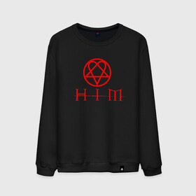 Мужской свитшот хлопок с принтом  HIM LOGO RED , 100% хлопок |  | him | music | rock | ville hermanni valo | вало | вилли | готик метал | готик рок | лав метал | рок | хим