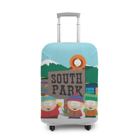Чехол для чемодана 3D с принтом ЮЖНЫЙ ПАРК | SOUTH PARK (Z) , 86% полиэфир, 14% спандекс | двустороннее нанесение принта, прорези для ручек и колес | Тематика изображения на принте: kenny | south park | кенни | мультфильмы | южный парк