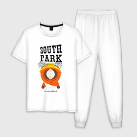 Мужская пижама хлопок с принтом South Park Кенни , 100% хлопок | брюки и футболка прямого кроя, без карманов, на брюках мягкая резинка на поясе и по низу штанин
 | south park | баттерс | кайл | кени | кеннет | кенни | мультик | саус парк | стэнли | эрик | южный парк