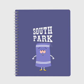 Тетрадь с принтом South Park Полотенчико , 100% бумага | 48 листов, плотность листов — 60 г/м2, плотность картонной обложки — 250 г/м2. Листы скреплены сбоку удобной пружинной спиралью. Уголки страниц и обложки скругленные. Цвет линий — светло-серый
 | Тематика изображения на принте: south park | баттерс | кайл | кени | кеннет | кенни | мультик | саус парк | стэнли | эрик | южный парк