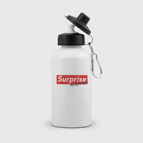 Бутылка спортивная с принтом Surprise Motherf*cker , металл | емкость — 500 мл, в комплекте две пластиковые крышки и карабин для крепления | supreme | surprise | саприм | суприм | сюрпрайз | сюрприз