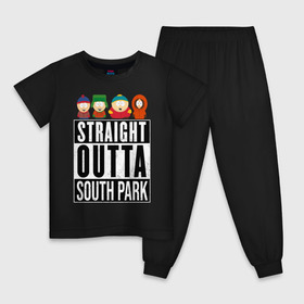 Детская пижама хлопок с принтом SOUTH PARK , 100% хлопок |  брюки и футболка прямого кроя, без карманов, на брюках мягкая резинка на поясе и по низу штанин
 | animation | cartman | colorado | eric | gangsta | hip hop | kenny | n.w.a | san | south park | usa | жесть | кайл | картман | кенни | мультфильмы | шикарно | эрик | южный парк