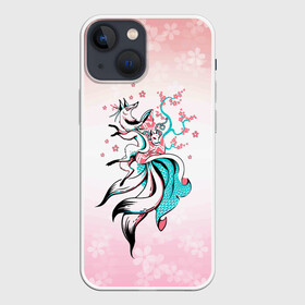 Чехол для iPhone 13 mini с принтом ЛИСА И САКУРА | FOX AND SAKURA ,  |  | animal | anime | chery | flowers | fox | japan | sakura | аниме | вишня | животное | лиса | растения | сакура | цветы | цветы сакуры | япония