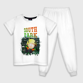 Детская пижама хлопок с принтом South Park , 100% хлопок |  брюки и футболка прямого кроя, без карманов, на брюках мягкая резинка на поясе и по низу штанин
 | south park | баттерс | кайл | картман | картмен | кени | кеннет | кенни | мультик | саус парк | стэнли | эрик | южный парк