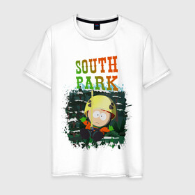Мужская футболка хлопок с принтом South Park , 100% хлопок | прямой крой, круглый вырез горловины, длина до линии бедер, слегка спущенное плечо. | south park | баттерс | кайл | картман | картмен | кени | кеннет | кенни | мультик | саус парк | стэнли | эрик | южный парк
