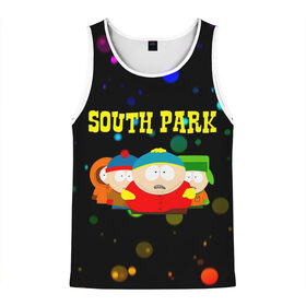 Мужская майка 3D с принтом South Park , 100% полиэстер | круглая горловина, приталенный силуэт, длина до линии бедра. Пройма и горловина окантованы тонкой бейкой | Тематика изображения на принте: south park | американская культура | американский мультсериал | колорадо | пародия | саус парк | саут парк | черный юмор | четыре мальчика | шоу | южный парк