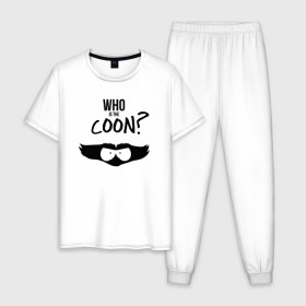Мужская пижама хлопок с принтом South Park Who is the Coon? , 100% хлопок | брюки и футболка прямого кроя, без карманов, на брюках мягкая резинка на поясе и по низу штанин
 | 