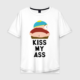 Мужская футболка хлопок Oversize с принтом KISS MY ASS , 100% хлопок | свободный крой, круглый ворот, “спинка” длиннее передней части | cartman | kenny | park | south | southpark | картман | кенни | мульт | мультик | парк | персонаж | персонажи | сериал | южный