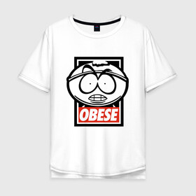 Мужская футболка хлопок Oversize с принтом OBESE , 100% хлопок | свободный крой, круглый ворот, “спинка” длиннее передней части | cartman | kenny | park | south | southpark | картман | кенни | мульт | мультик | парк | персонаж | персонажи | сериал | южный