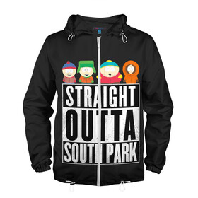 Мужская ветровка 3D с принтом South Park , 100% полиэстер | подол и капюшон оформлены резинкой с фиксаторами, два кармана без застежек по бокам, один потайной карман на груди | cartman | kenny | park | south | southpark | картман | кенни | мульт | мультик | парк | персонаж | персонажи | сериал | южный