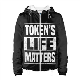 Женская куртка 3D с принтом TOKENS LIFE MATTERS , ткань верха — 100% полиэстер, подклад — флис | прямой крой, подол и капюшон оформлены резинкой с фиксаторами, два кармана без застежек по бокам, один большой потайной карман на груди. Карман на груди застегивается на липучку | cartman | kenny | park | south | southpark | картман | кенни | мульт | мультик | парк | персонаж | персонажи | сериал | южный