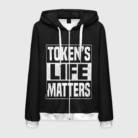 Мужская толстовка 3D на молнии с принтом TOKENS LIFE MATTERS , 100% полиэстер | длина до линии бедра, манжеты и пояс оформлены мягкой тканевой резинкой, двухслойный капюшон со шнурком для регулировки, спереди молния, по бокам два кармана | cartman | kenny | park | south | southpark | картман | кенни | мульт | мультик | парк | персонаж | персонажи | сериал | южный