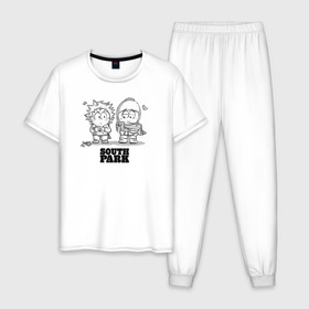 Мужская пижама хлопок с принтом South Park , 100% хлопок | брюки и футболка прямого кроя, без карманов, на брюках мягкая резинка на поясе и по низу штанин
 | park | south | парк | сериал | фильм | южный
