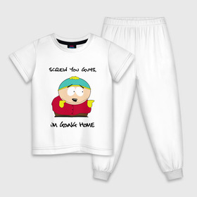 Детская пижама хлопок с принтом ЮЖНЫЙ ПАРК , 100% хлопок |  брюки и футболка прямого кроя, без карманов, на брюках мягкая резинка на поясе и по низу штанин
 | cartman | kenny | south park | картман | кенни | мультфильмы | саус парк | южный парк