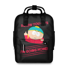 Женский рюкзак 3D с принтом Cartman , 100% полиэстер | лямки с регулируемой длиной, сверху ручки, чтобы рюкзак нести как сумку. Основное отделение закрывается на молнию, как и внешний карман. Внутри два дополнительных кармана, один из которых закрывается на молнию. По бокам два дополнительных кармашка, куда поместится маленькая бутылочка
 | cartman | kenny | park | south | southpark | картман | кенни | мульт | мультик | парк | персонаж | персонажи | сериал | южный