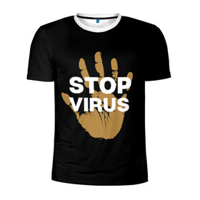 Мужская футболка 3D спортивная с принтом Stop Virus , 100% полиэстер с улучшенными характеристиками | приталенный силуэт, круглая горловина, широкие плечи, сужается к линии бедра | coronavirus | covid 19 | covid19 | virus | бактерии | болезнь | будь здоров | вирус | заболел | здоровье | инфекция | коронавирус | лечение | надпись | пандемия