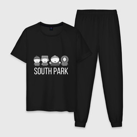 Мужская пижама хлопок с принтом South Park , 100% хлопок | брюки и футболка прямого кроя, без карманов, на брюках мягкая резинка на поясе и по низу штанин
 | Тематика изображения на принте: cartman | kartman | kenny | park | south | брофловски | кайл | картинка | картман | кенни | маккормик | марш | парк | саус | сауспарк | стэн | стэнли | эрик | южный