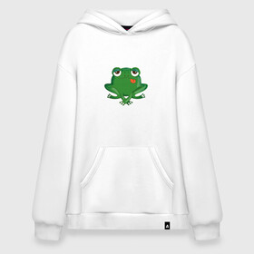 Худи SuperOversize хлопок с принтом Who let the frogs out?  , 70% хлопок, 30% полиэстер, мягкий начес внутри | карман-кенгуру, эластичная резинка на манжетах и по нижней кромке, двухслойный капюшон
 | жаба | лягушка