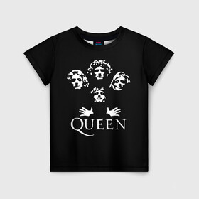 Детская футболка 3D с принтом QUEEN (НА СПИНЕ) , 100% гипоаллергенный полиэфир | прямой крой, круглый вырез горловины, длина до линии бедер, чуть спущенное плечо, ткань немного тянется | queen | rock | we will rock you | брайан мэи | группа queen | группа квин | джон дикон | квин | королева | король | роджер тейлор | рок | фредди меркьюри
