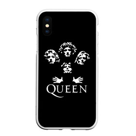 Чехол для iPhone XS Max матовый с принтом QUEEN (НА СПИНЕ) , Силикон | Область печати: задняя сторона чехла, без боковых панелей | queen | rock | we will rock you | брайан мэи | группа queen | группа квин | джон дикон | квин | королева | король | роджер тейлор | рок | фредди меркьюри