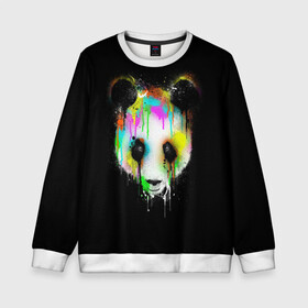 Детский свитшот 3D с принтом ПАНДА В КРАСКЕ | PANDA IN PAINT , 100% полиэстер | свободная посадка, прямой крой, мягкая тканевая резинка на рукавах и понизу свитшота | panda | животные | краска | медведь | милая | няшная | панда | прикольная | смешно | юмор